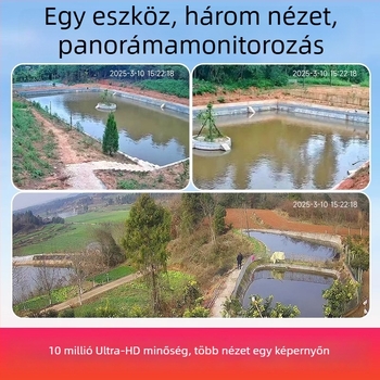 Napelemes kültéri kamera 360°-os látóterével, mobilalkalmazáson keresztüli távoli hozzáférés, HD éjszakai felvétel, vízálló