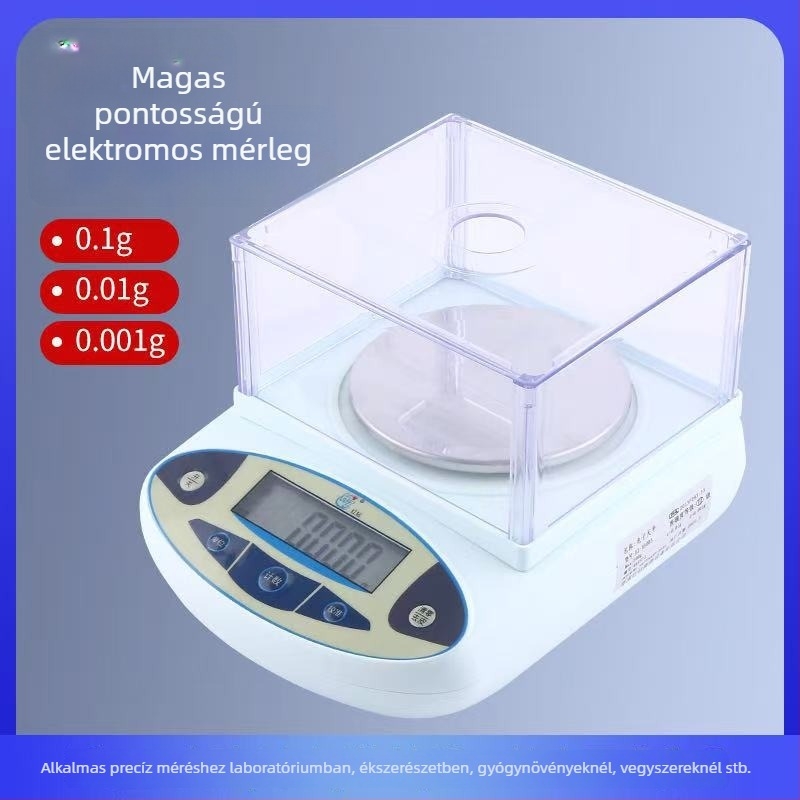 Ji Ming JM elektronikus mérleg 100-5000 g, 0,01 g pontosság, laboratóriumi precíziós eszköz