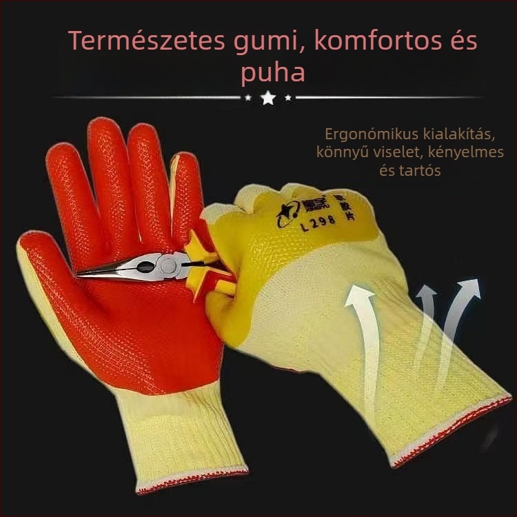 Star Universe L298 latex védő munka kesztyűk, vízálló, csúszásmentes, kopásálló, légáteresztő