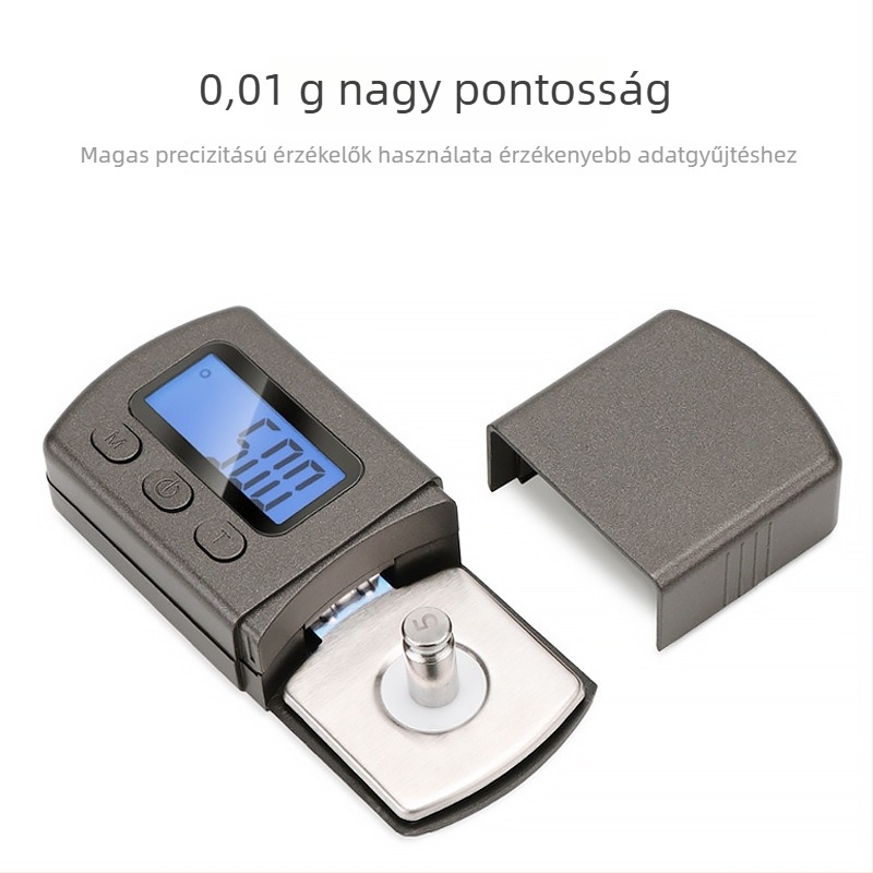Mini hordozható elektronikus ékszer mérleg, 5 g kapacitás, 0,01 g felbontás, elektronikus mérés, elemmel működik, többfunkciós