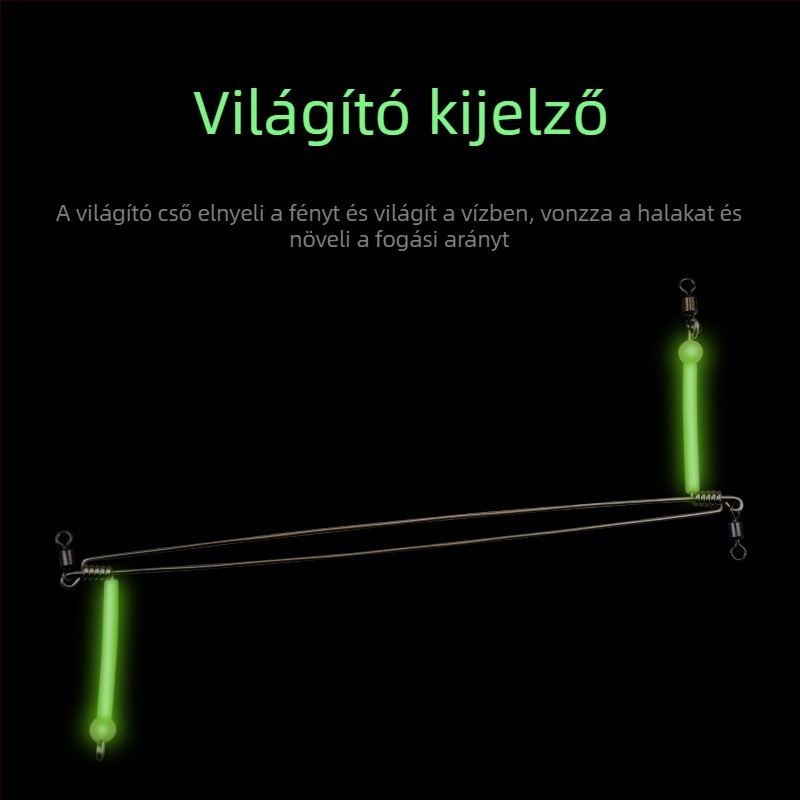 Rozsdamentes acélból készült tengeri horgászkészlet — készlet csúszó súlyú szereléssel, világító horogelosztó és több horogból álló garnitúra
