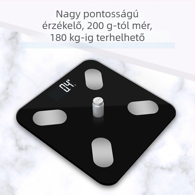 Kiemelkedő pontosságú kereskedelmi használatra szánt elektronikus mérleg testsúly- és testzsír méréséhez, kompakt digitális mérleg, 180 kg kapacitás