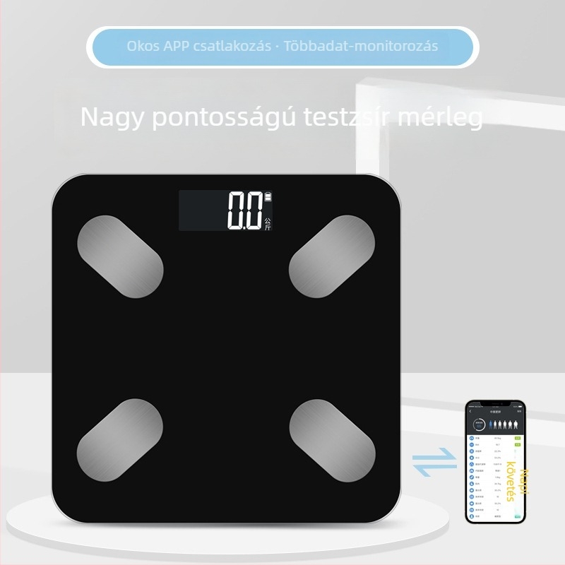 Kiemelkedő pontosságú kereskedelmi használatra szánt elektronikus mérleg testsúly- és testzsír méréséhez, kompakt digitális mérleg, 180 kg kapacitás