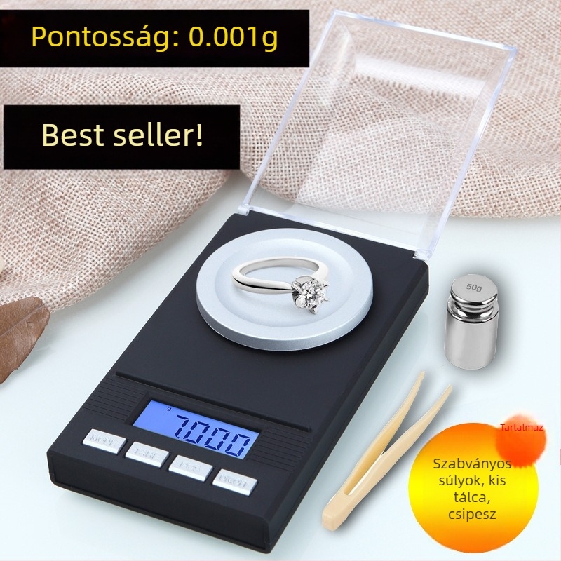 Mini ékszer mérleg 0.001 g — nagy pontosságú digitális mérleg milligrammban és karátban