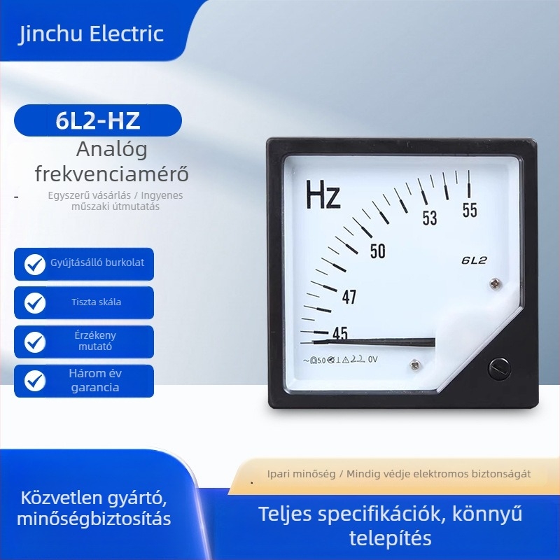 6L2Hz mutató típusú AC ampermérő és frekvenciamérő háromfázisú hálózathoz, a teljesítménytényező mérésével, 50 Hz, 30 A