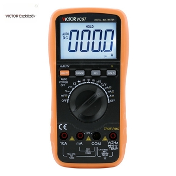 Victor VC97 digitális multiméter háttérvilágítású kijelzővel, automatikus tartomány, valódi RMS-mérés, frekvencia és kapacitás