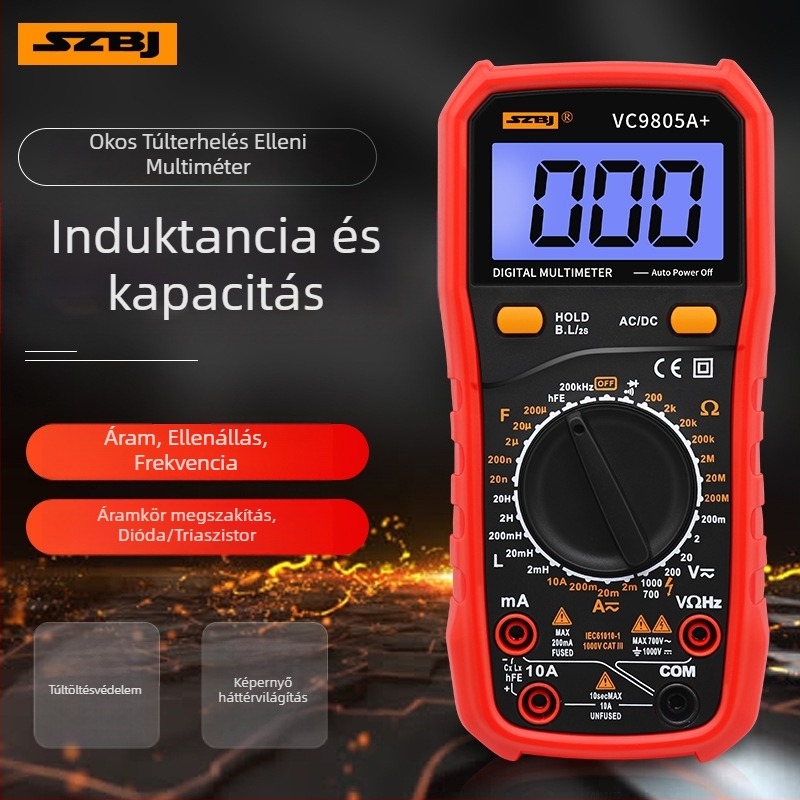 VC9805A digitális multiméter – kiemelkedő precizitású mérés induktivitásra, kapacitásra és frekvenciára