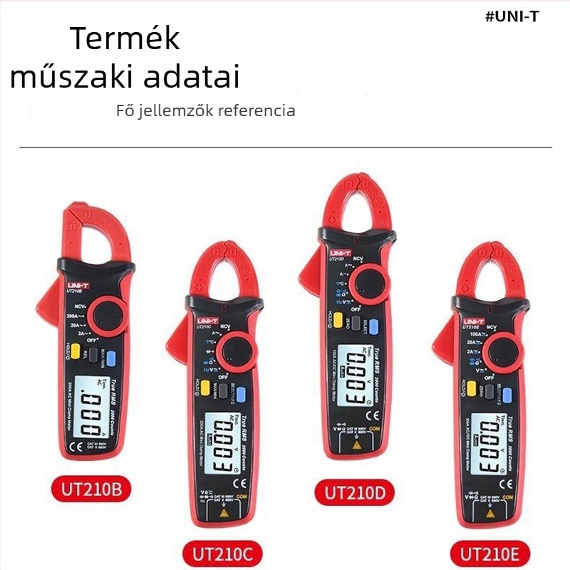 Digitális csuklós árammérő UT210D/UT210E – méri a feszültséget, kapacitást, frekvenciát, ellenállást és áramot; modell 211126542