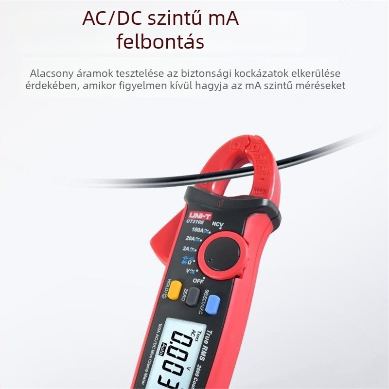 Digitális csuklós árammérő UT210D/UT210E – méri a feszültséget, kapacitást, frekvenciát, ellenállást és áramot; modell 211126542