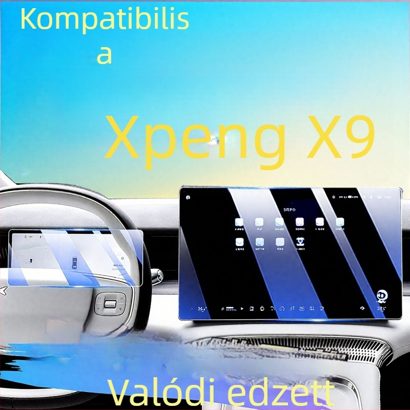 Xpeng X9 navigációs kijelző védőfólia, edzett üveg, egyrészes forma, ujjlenyomat-mentes