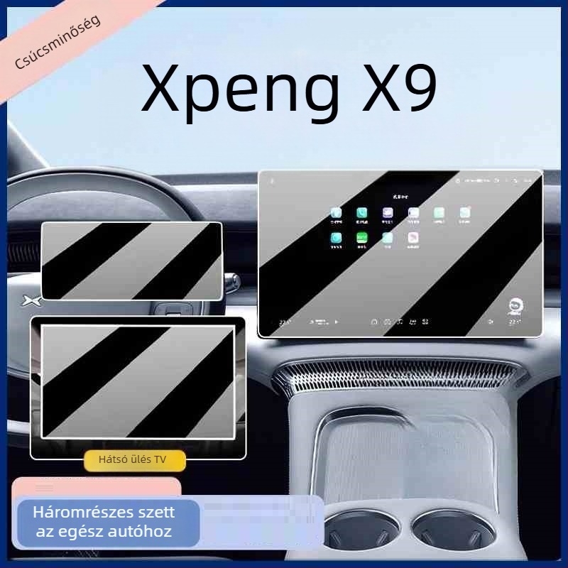 Xpeng X9 navigációs kijelző védőfólia, edzett üveg, egyrészes forma, ujjlenyomat-mentes