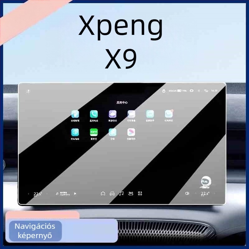Xpeng X9 navigációs kijelző védőfólia, edzett üveg, egyrészes forma, ujjlenyomat-mentes