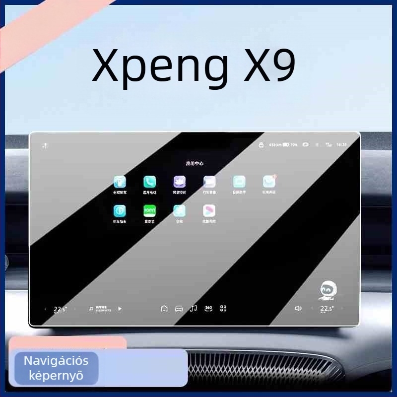 Xpeng X9 navigációs kijelző védőfólia, edzett üveg, egyrészes forma, ujjlenyomat-mentes