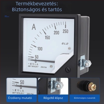 KJIN 6L2-A AC áramerőmérő, mutatós típus, közvetlenül kapcsolt voltmérő, 100–200 A áramerősség és teljesítménytényező mérő