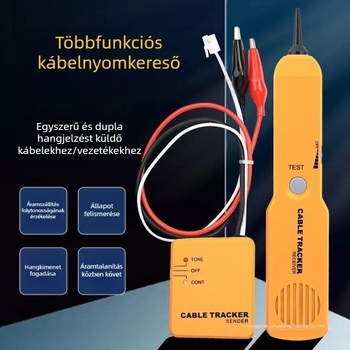 Juhan RJ11 telefonvonal-kereső krokodilcsipeszes teszterrel és hálózati rövidzárlat mérővel