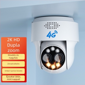 4G vezeték nélküli megfigyelő kamera – 360° beltéri/kültéri, távoli hozzáférés mobiltelefonról, 12V tápegység, riasztási funkció, ABS ház