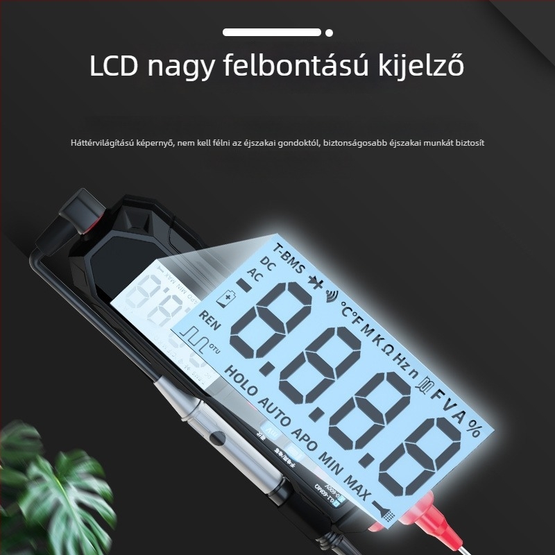 Mini pontos multiméter, oldalsó rögzítésű, digitális kijelzővel és tollformájú okos dizájnnal