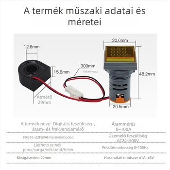 VaneAims FXB16-22FSVA Digitális feszültségmérő eszköz, AC24-500V bemenet/kimenet, 24-500V tartomány