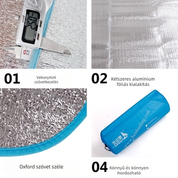 Megvastagított alumíniumfóliás nedvességálló piknik matrac kempingezéshez — EVA/alumínium fólia, kb. 300 g, modell CL002, több személyre alkalmas