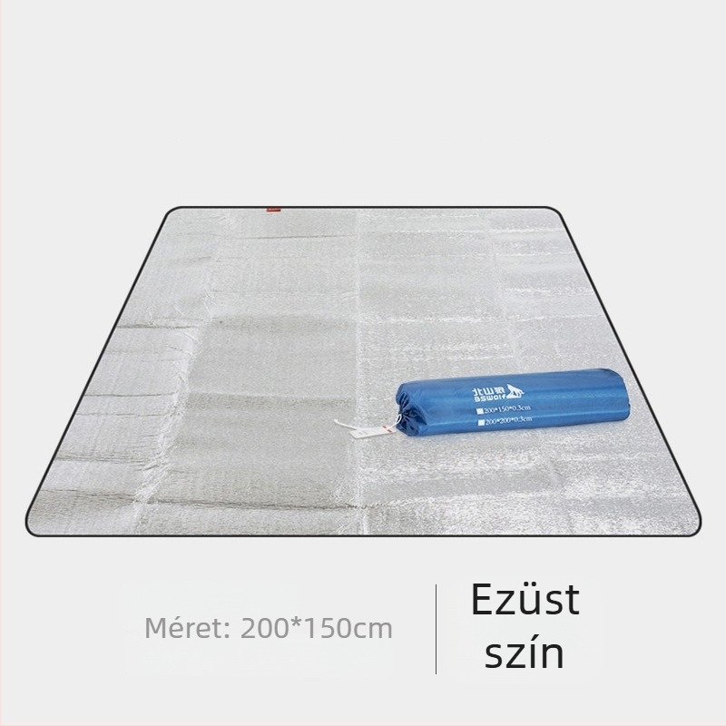 Megvastagított alumíniumfóliás nedvességálló piknik matrac kempingezéshez — EVA/alumínium fólia, kb. 300 g, modell CL002, több személyre alkalmas