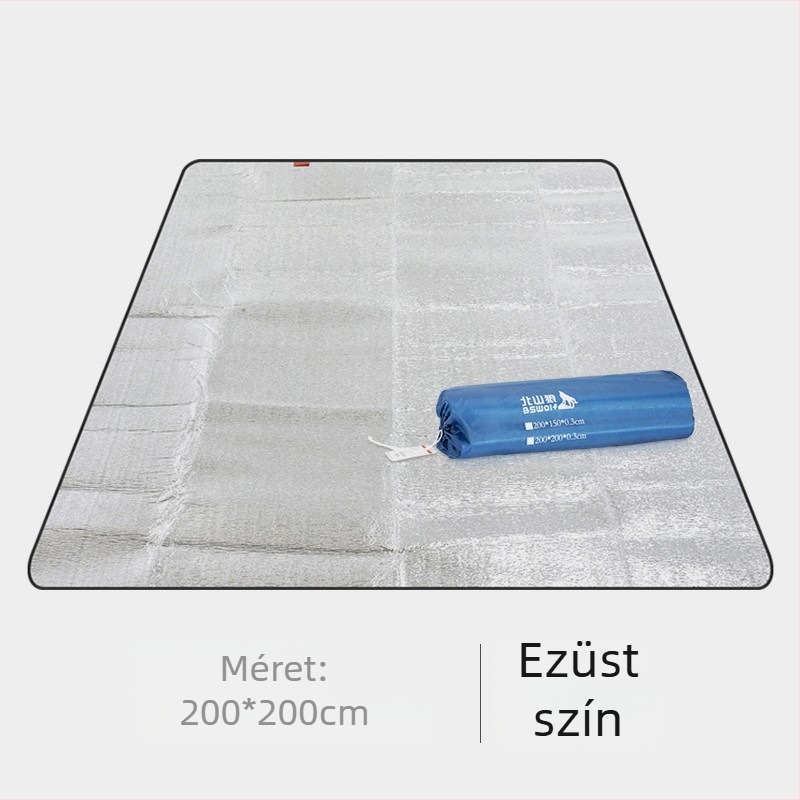 Megvastagított alumíniumfóliás nedvességálló piknik matrac kempingezéshez — EVA/alumínium fólia, kb. 300 g, modell CL002, több személyre alkalmas