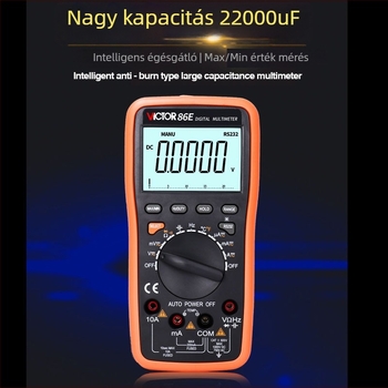 VC86E 4,5-jegyű digitális multiméter, frekvencia, kapacitás és hőmérséklet, USB interfész