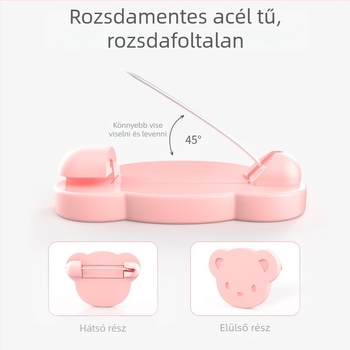 Baba biztonsági tű ruhához — műanyag, rajzfilmszerű stílus, többfunkciós, állítható, rögzített