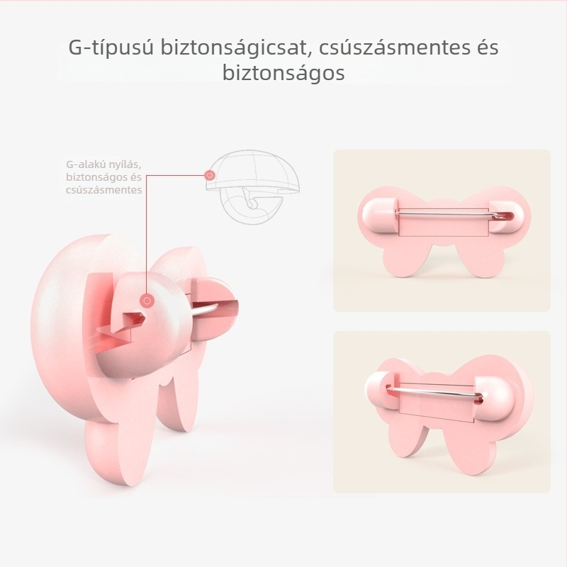 Baba biztonsági tű ruhához — műanyag, rajzfilmszerű stílus, többfunkciós, állítható, rögzített
