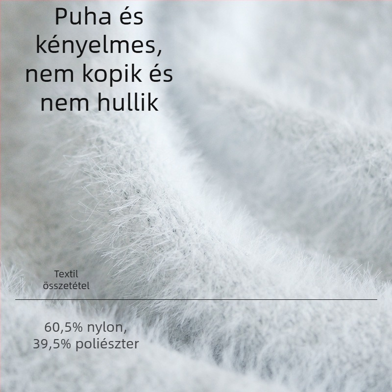 Női kerek nyakú, hosszú ujjú pizsamaszett, 100% poliészter, extra vastag 301–350 g/m², meleg és kényelmes otthoni viselet