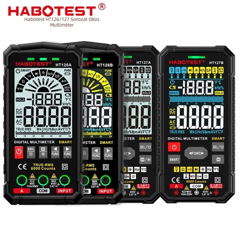 Habotest HT126A/HT127B Digitális nagy pontosságú multiméter, intelligens, égésbiztos, univerzális mérő