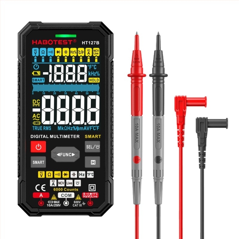 Habotest HT126A/HT127B Digitális nagy pontosságú multiméter, intelligens, égésbiztos, univerzális mérő