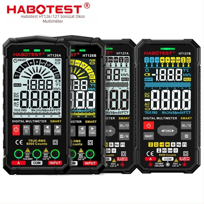 Habotest HT126A/HT127B Digitális nagy pontosságú multiméter, intelligens, égésbiztos, univerzális mérő