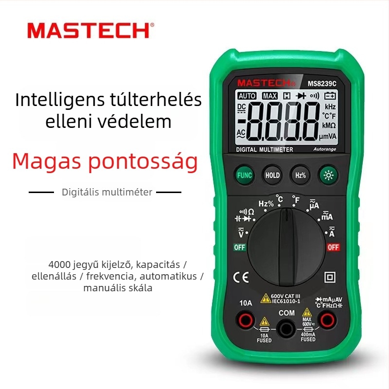 MS8239B digitális multiméter a Mastech Huayi-tól — magas pontosság, kapacitás és frekvencia mérése
