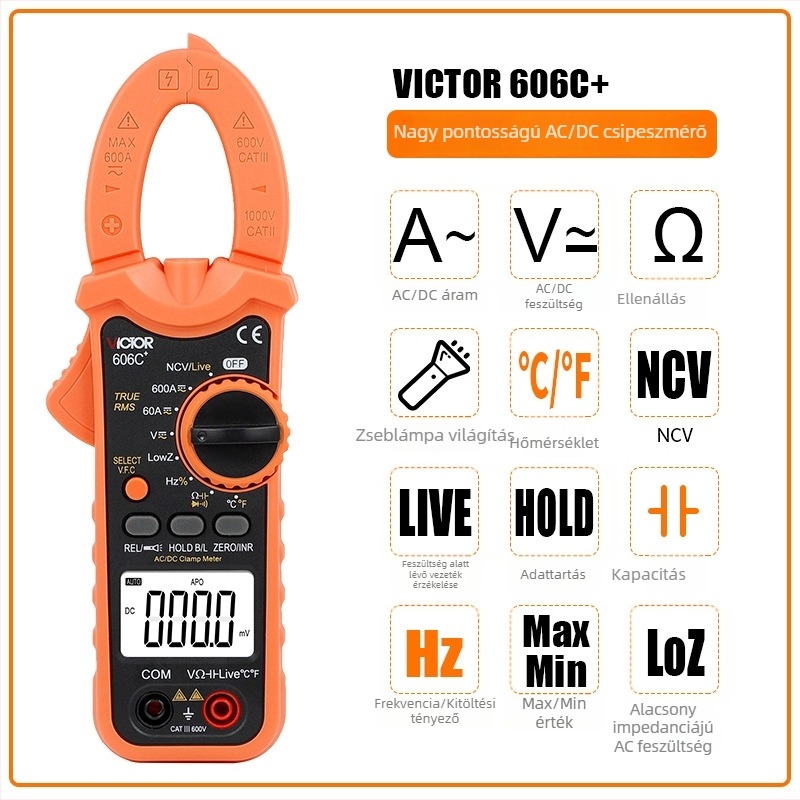 Victory VC606 AC/DC digitális csuklós árammérő