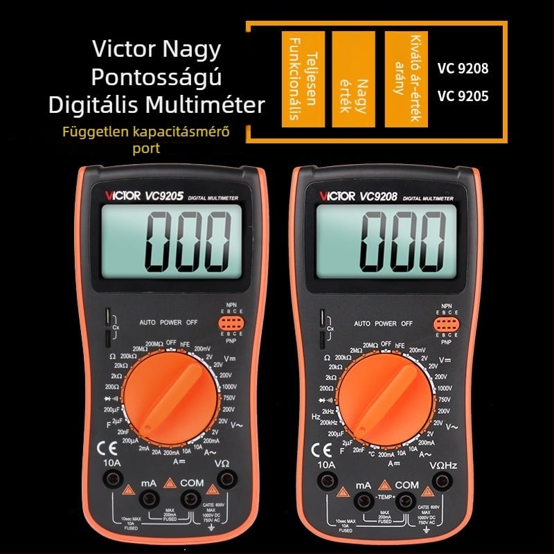Victor VC9205/9208 – Új digitális mérőműszer hőmérséklet, kapacitás és frekvencia mérésére, digitális kijelző, univerzális multiméter