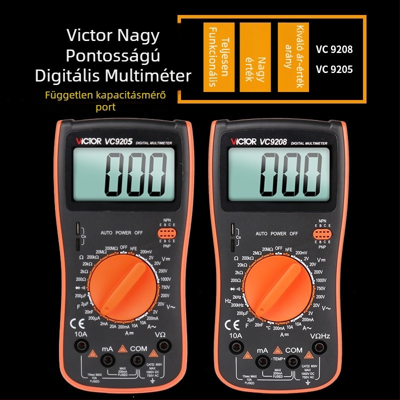 Victor VC9205/9208 – Új digitális mérőműszer hőmérséklet, kapacitás és frekvencia mérésére, digitális kijelző, univerzális multiméter