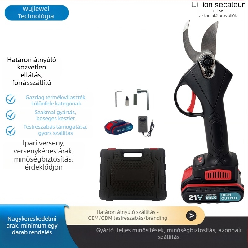 Vezeték nélküli metszőolló Li-ion akkumulátorral, 21V, ágakhoz (16,8–21V tartomány)