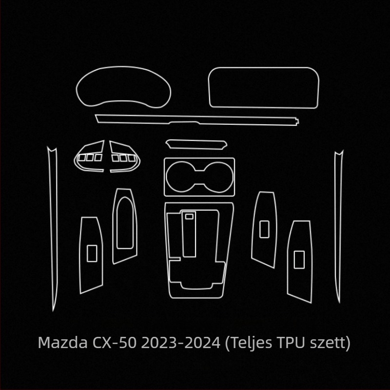 TPU belső védőfilm Mazda3 (2020–2024), CX-5 és CX-30 számára — egy darabból készült védelem a váltókar és a navigációs kijelző részére