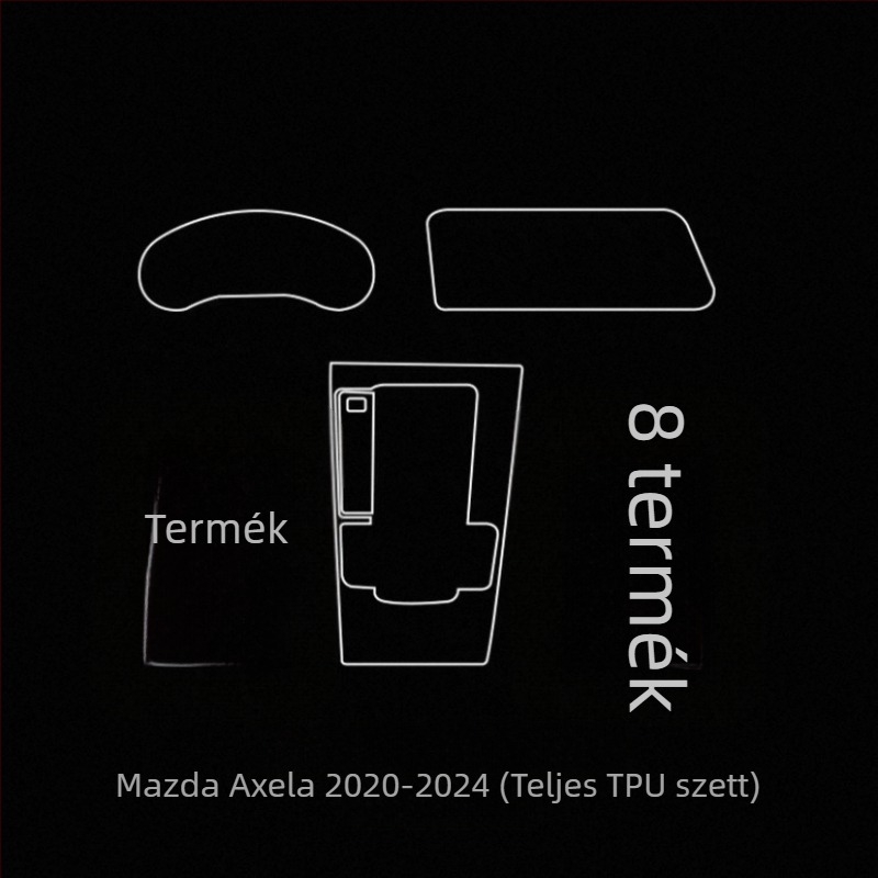 TPU belső védőfilm Mazda3 (2020–2024), CX-5 és CX-30 számára — egy darabból készült védelem a váltókar és a navigációs kijelző részére