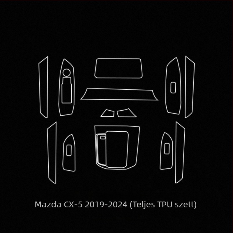 TPU belső védőfilm Mazda3 (2020–2024), CX-5 és CX-30 számára — egy darabból készült védelem a váltókar és a navigációs kijelző részére