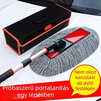 Autómosó mop teleszkópos nyéllel – ABS anyag, ötvözet nyél, védi a fényezést, tartós tisztító eszköz autókhoz