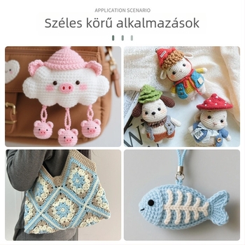 Színes, szivárványos fogantyúval rendelkező horgolótű készlet aranyfólia nyomtatással, fényes felülettel — teljes horgolókészlet