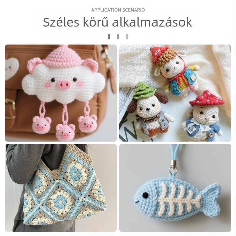 Színes, szivárványos fogantyúval rendelkező horgolótű készlet aranyfólia nyomtatással, fényes felülettel — teljes horgolókészlet