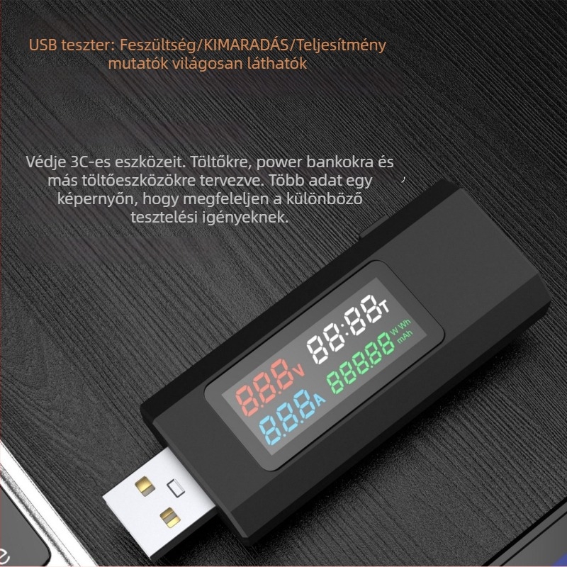 USB áram-, feszültség- és teljesítménymérő USB töltők és külső akkumulátorokhoz — Márka: XIAO JIN GANG