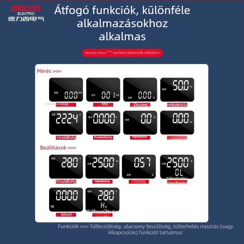 Delixi légkondicionálóhoz készült energiamérő aljzat — energiafogyasztás-monitor és teljesítményteszter