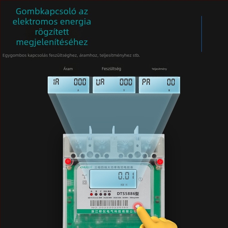 Háromfázisú, négyvezetékes, 250 A-es nagy teljesítményű mérő, RS485 kommunikációval, intelligens mérő