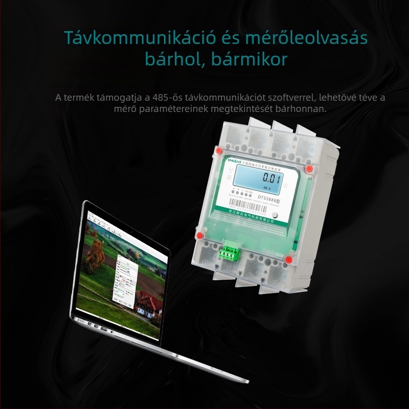 Háromfázisú, négyvezetékes, 250 A-es nagy teljesítményű mérő, RS485 kommunikációval, intelligens mérő