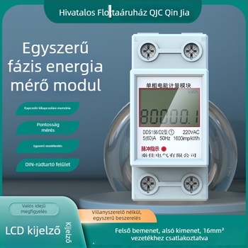 Sínre szerelt mini watt-órás mérő 220V, csomagolás 120 db, minimális rendelés 1, márka QJC Qin Jia