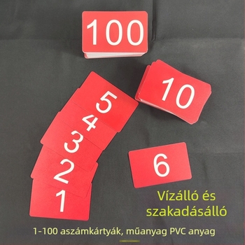 Soros és számkártya, vízálló műanyag, 1-100 tartomány