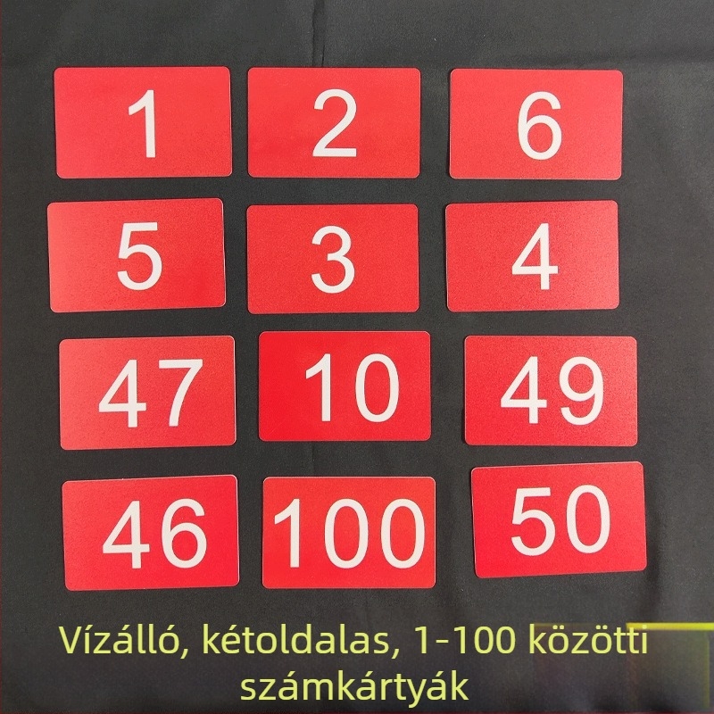Soros és számkártya, vízálló műanyag, 1-100 tartomány